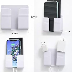Wall Mounted Phone Holder, White, Adhesive Charging Stand,