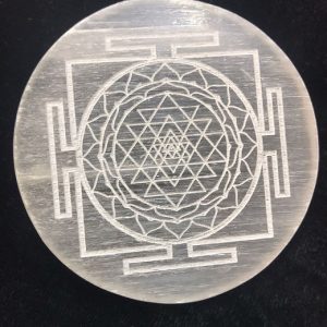 Selenite shri yantra charging Disc
